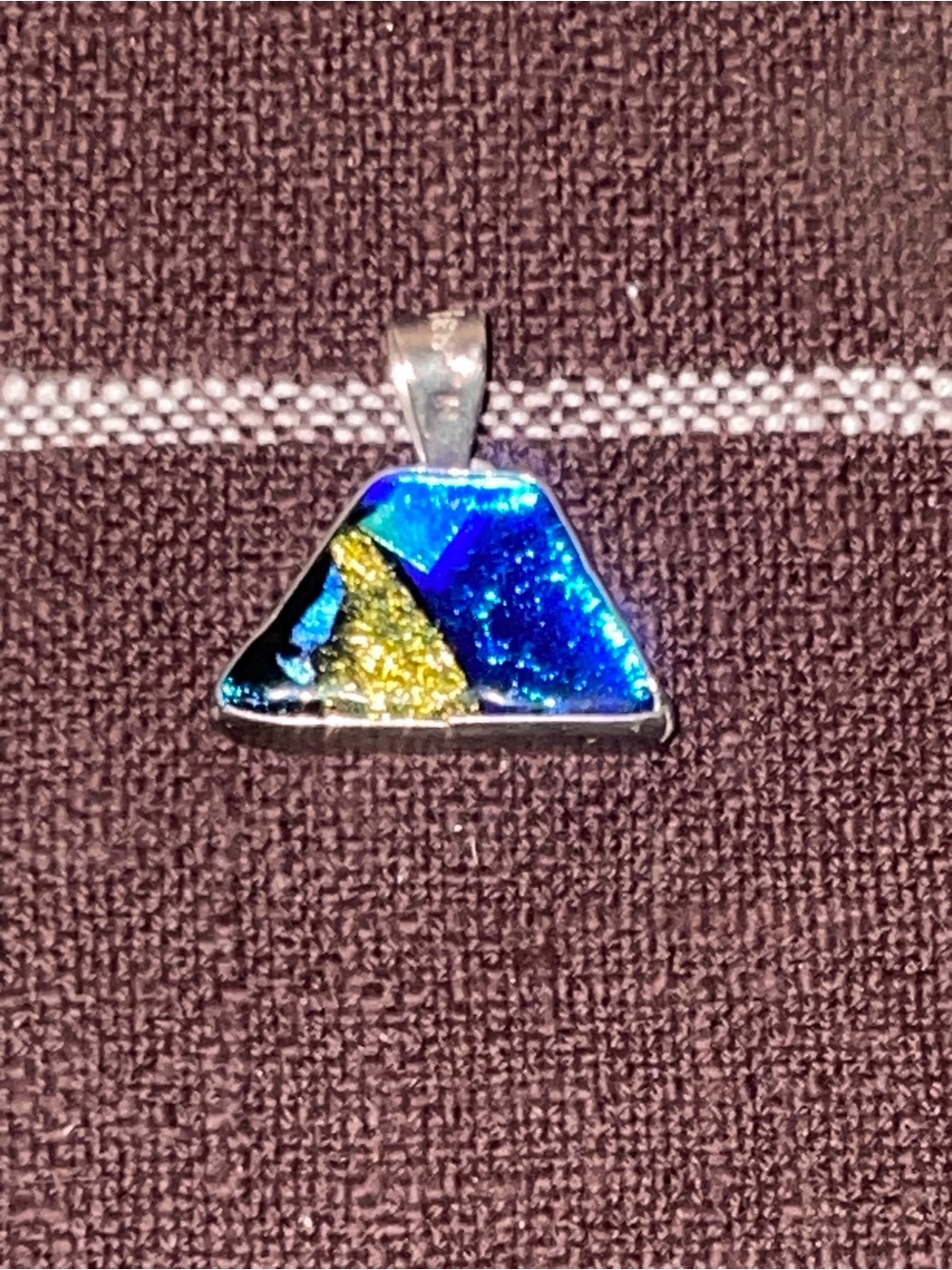 Mexico 950 Sterling Silver Dichroic Art Glass Slide Pendant Vintage